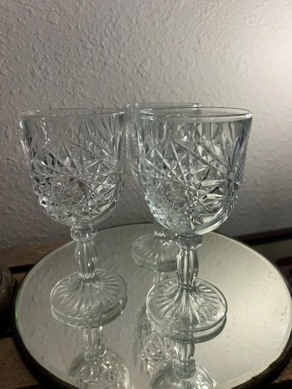 Crystal Cut Wine Goblet - Clear Glass (Set of 3)